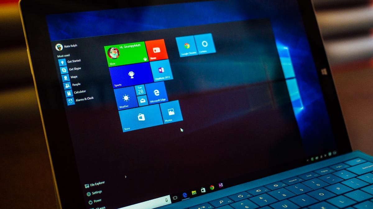 Windows 10 on a laptop screen