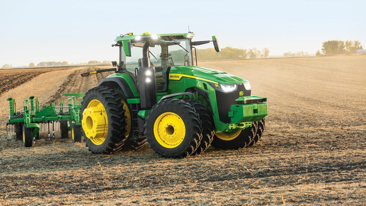 john deere tractor in a field